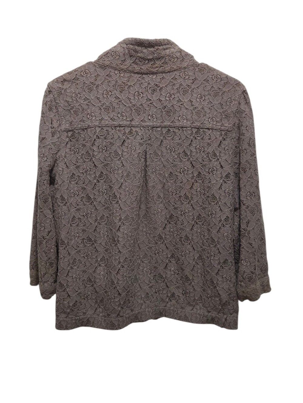 American Rag Lace Zip Jacket XL Taupe Roll Tab Sleeve Cotton Blend Shacket - Picture 7 of 7